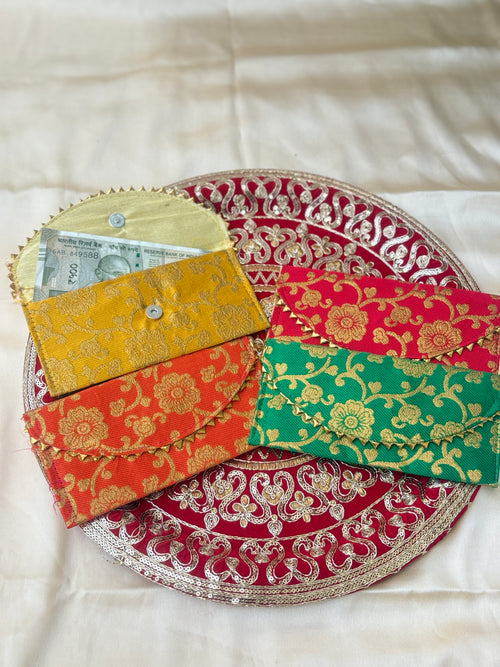 Brocade Banarasi Fabric Envelopes – Pack of 10