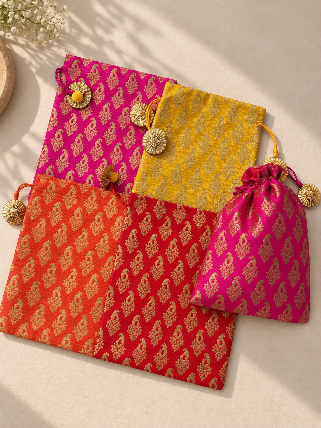Brocade Kairi Potli – 7 × 9 Inch | Pack of 10